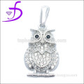 925 silver animal pendant silver night owl shape pendant rhodium / silver plated